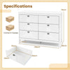 Multipurpose 3-tier Side Cabinet Bedroom 6-Drawer Dresser-White