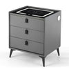 LED Bedside Table 3 Drawers Wireless Charging Side Cabinet Black Nightstand Tcol