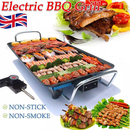 1500W Non-stick Electric Table Top Teppanyaki Grill BBQ Hot Plate Cooking Indoor