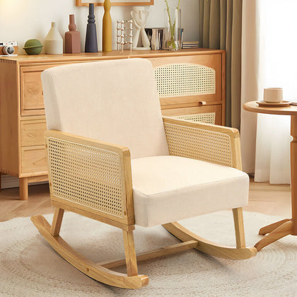 WoodFrame Rocking Chair Swing Recliner Rocker Armchair Baby Rocking Nursery Seat