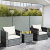 3 PCS Patio Wicker Bistro Set Outdoor Rattan Sofa Set Conversation Furniture