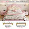 Double Upholstered Bed Frame 135x190 cm with Adjustable Button-Tufted Headboard