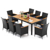 9 PCS Patio Dining Conversation Set with Umbrella Hole Seat Cushion Navy