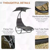 Rocking Outdoor Lounger, Padded Garden Pool Bed Chair w/ Canopy Umbrella - Grey