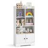 GYMAX Bookshelf Freestanding Bookcase with Doors & 2 Storage Cabinets White