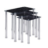 Nest of 3 Black Clear Tempered Glass Side End Lamp Sofa Tables Nested Tables