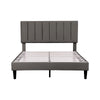 Double Bed Frame, Velvet Upholstered Platform Bed with Channel Tufted Headboard