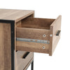Industrial 2 Drawer Bedside Table Cabinet Wooden Bedroom Nightstand Metal Legs