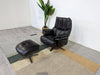 DFS Adstock Black Leather Electric Incline Swivel Chair & Footstool RRP £1559