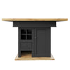 Extendable Dining Table with Wooden Effect Worktop Storage Cabinet Kitchen Table