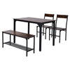 Wood Dining Table and 2 Chair with Bench 4 in 1 Restaurant Kitchen Furniture Set