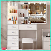 Modern Vanity Dressing Table Makeup Desk with LED Light Mirror Stool Drawer Set