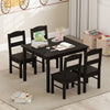 Children Wooden Table and 4 Chairs Set Activity Desk Set Coffee
