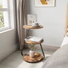 Side Coffee Table 3 Tier Storage Bedside End Table With LED Light Living Room