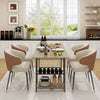 Extendable Dining Table Large Storage Wooden Kitchen Desk with Shelf Rack