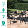 Black Tempered Glass Garden Dining Table Outdoor Large Coffee Table+Parasol Hole