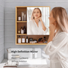 Wall-mounted Bamboo Bathroom Cabinet Mirror Door Organiser Storage Living Room