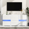 Sideboard Display Cabinet with Drawers Modern LED TV Stand Unit High Gloss White