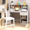 Student Writing Desk with 3-Layer Side Shelf & Storage Cabinet-White