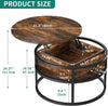 Round Lift Top Coffee Table with Storage Wood for Home Living Room Office Brown