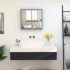 Wall Mounted Mirror Cabinet with Storage Shelf Bathroom Cupboard Grey