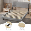 Double Size Upholstered Bed Frame w/ Sheep Plush Headboard，Wooden Slats Zldtfncs