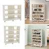 Shoe Rack with Wheels Entryway Hallway Shoes Organizer Storage Shelf Stand White