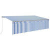 Manual Retractable Awning with Blind 5x3m Blue & White