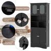 Narrow Storage Organizer Bathroom Cabinet w/Adjustable Shelves-Black