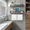 2 Rustic Wall Floating Shelves Bathroom Kitchen Storage Rack w/ Towel Rod