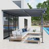 Outdoor Patio Wall-mounted 4.35 x 3(m) Gazebo Pergola, Aluminum Post, PC Roof