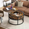 Round Lift Top Coffee Table with Storage Wood for Home Living Room Office Brown