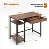 Industrial Computer Desk 100CM Home Office Desk w/ Drawer & Adjustable Shelf