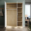 High Gloss 3 Door Triple Mirrored Wardrobe White&Oak with Hanging Rail & Shelves
