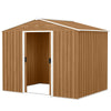 8 x 6ft Garden Storage Shed with Double Door Brown Wood Effect