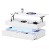 LED COFFEE TABLE WITH LIFT TOP AND STORAGE DRAWERS LIVING ROOM FURNITURE WHITE