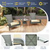 3-Piece Patio Wicker Adirondack Set Ergonomic Oversized Rattan Chairs w/Cushion