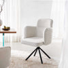 360° Rotating Office Accent Boucle Chairs Metal Legs Home Living Padded Armchair