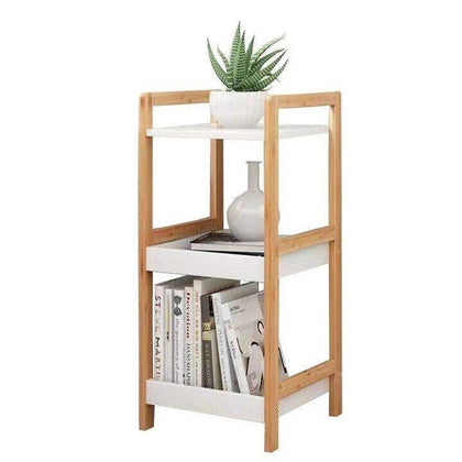 Bamboo Ladder 3 Tier Shelf Unit Bookcase Living Room Storage Shelving Display