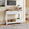 Console Table 106 CM Long Entryway Table with Storage Shelf-White
