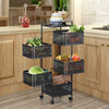 Vegetable Shelf Rack Tier Mobile Kitchen Utility Rotating Storage 6 Cart Trolley