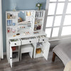 White Dressing VanityTable Wood Makeup Desk with LED Mirror 3 Drawers Stool UK