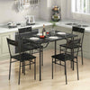 Rectangular Dining Furniture Set for 4 People Kitchen Table with 4 Chairs-Black