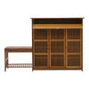 Hallway Shoe Cabinet & Bench Bamboo Wood 3 Doors Storage Sideboard Shoe Bench UK