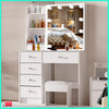 Modern Vanity Dressing Table Makeup Desk with LED Light Mirror Stool Drawer Set