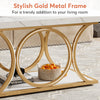 Rectangle Coffee Table, 2-Tier Faux Marble Wood Coffee Table with Metal Legs