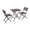 Bistro Table & Chairs Set Wood Grain Effect Garden Foldable Plastic 3 Piece Set
