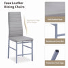 4pcs Grey High Back Faux Leather Dining Chairs Metal Legs Kitchen Dining Room