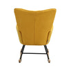 Ergonomic High Back Rocking Chair Linen Patchwork Rocker Armchair Recliner Seat