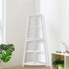 5 Tier Wood Corner Ladder Shelf Unit Freestanding Fan Bookshelf Plants Stand